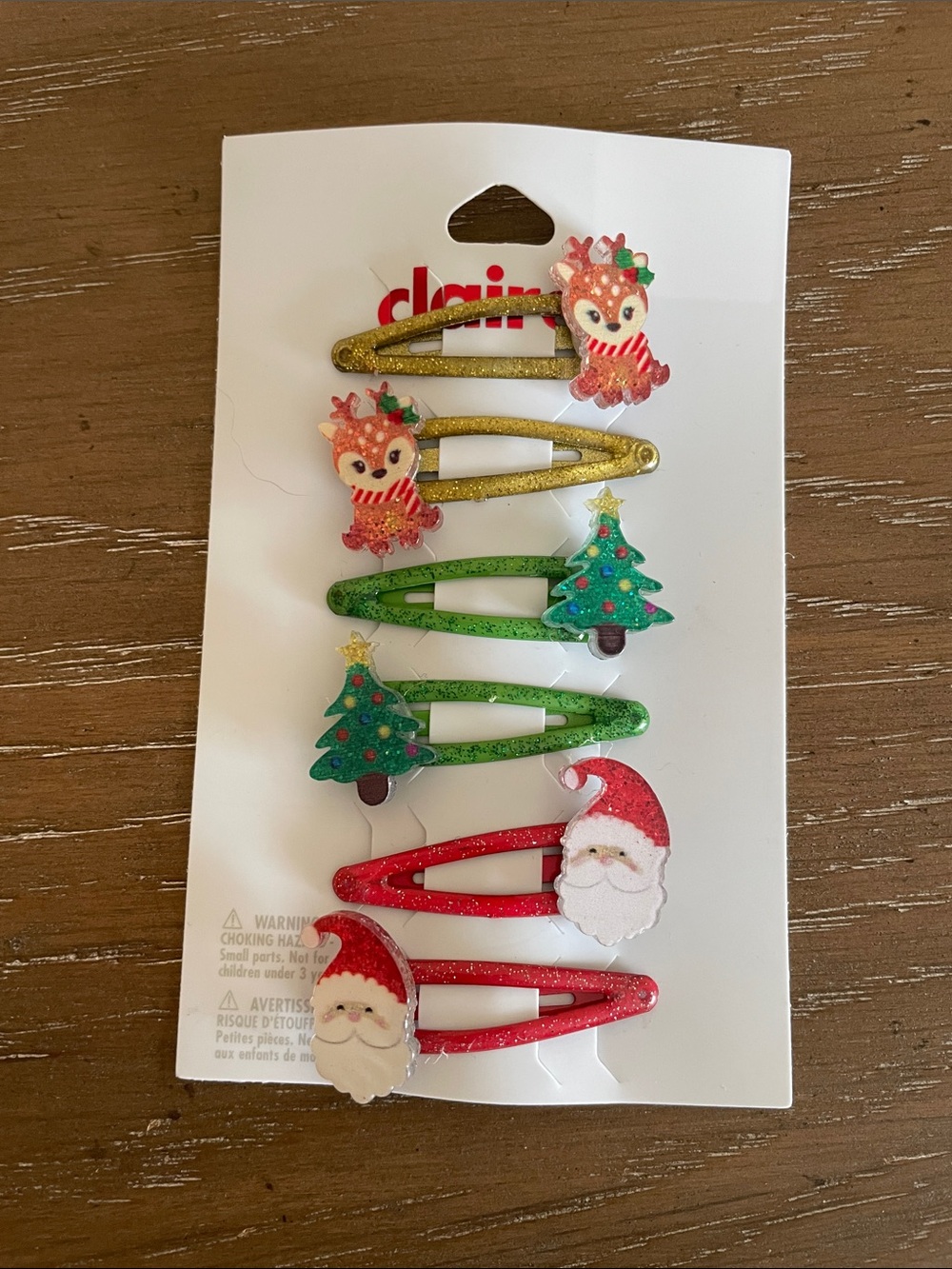 💖 Pick three $15 - Claire’s Holiday Hair Clip Set - Reindeer, Tree & Santa